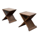 Pair of vintage wooden stools - Italy circa 1950