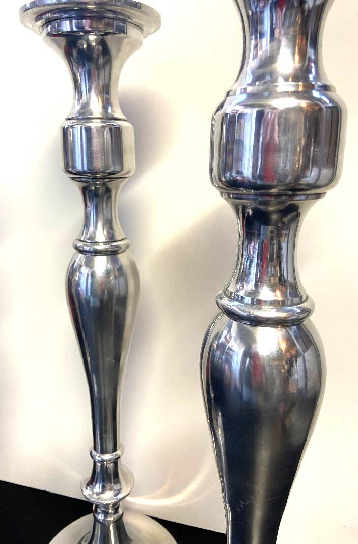 Set of Candle Holders Candelabra Torch Candle Holders Polished Brushed Aluminium