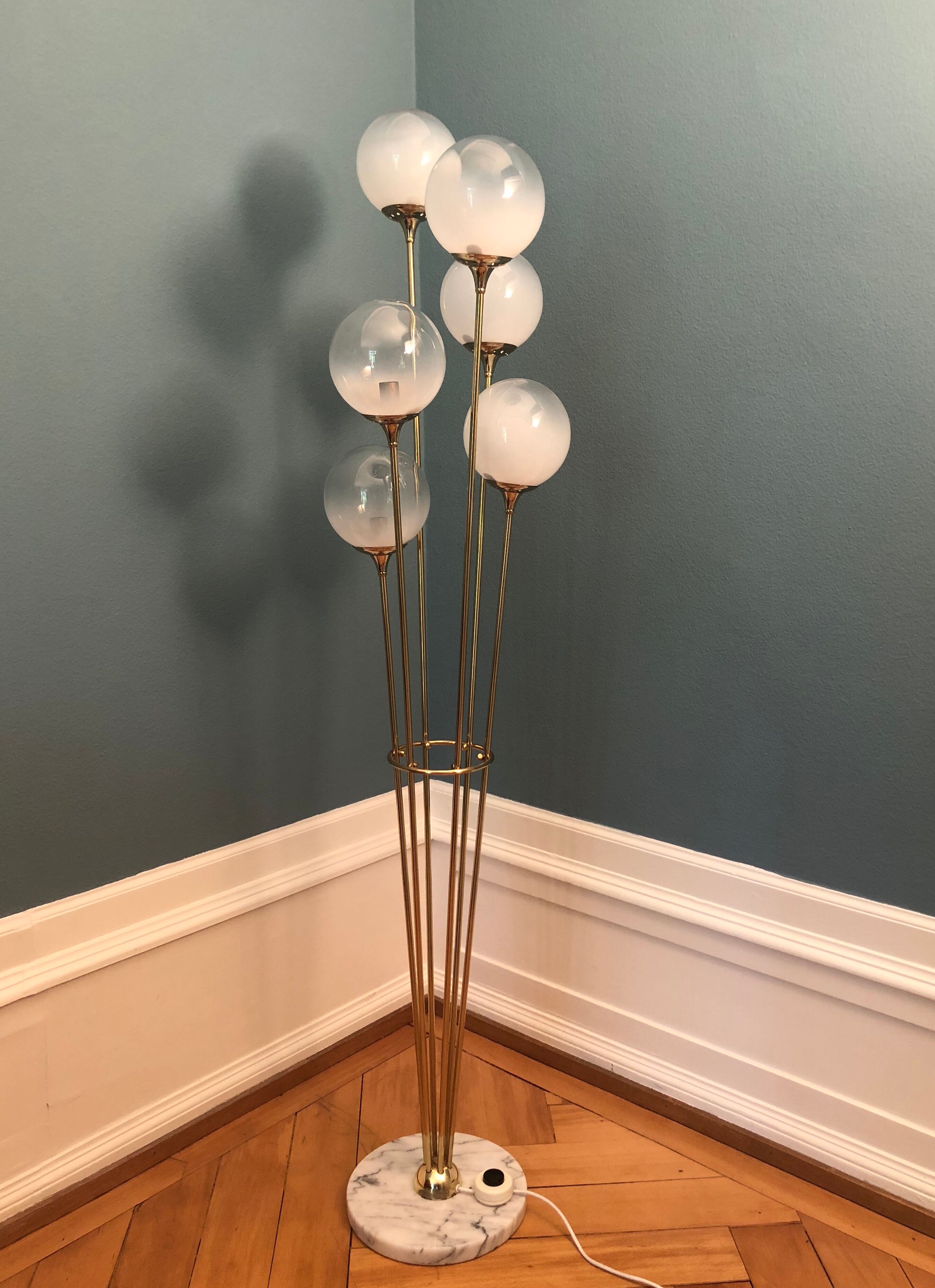 Italian Alberello brass & murano floor lamp