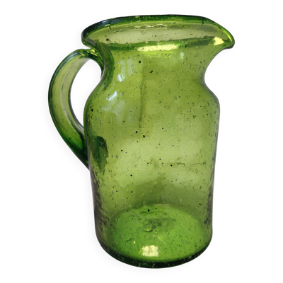 Pichet verre bullé style Biot ou Empoli