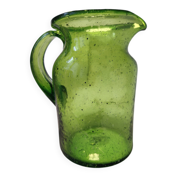 Pichet verre bullé style Biot ou Empoli