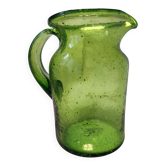 Bubble glass pitcher in the style of Biot or Empoli.