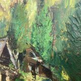 Old paysgae painting oil on canvas assembly
