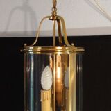 Metal dore 3 lumieres chandelier with glass chase