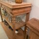Console sablée avec marbre rose pale, de style Henri II