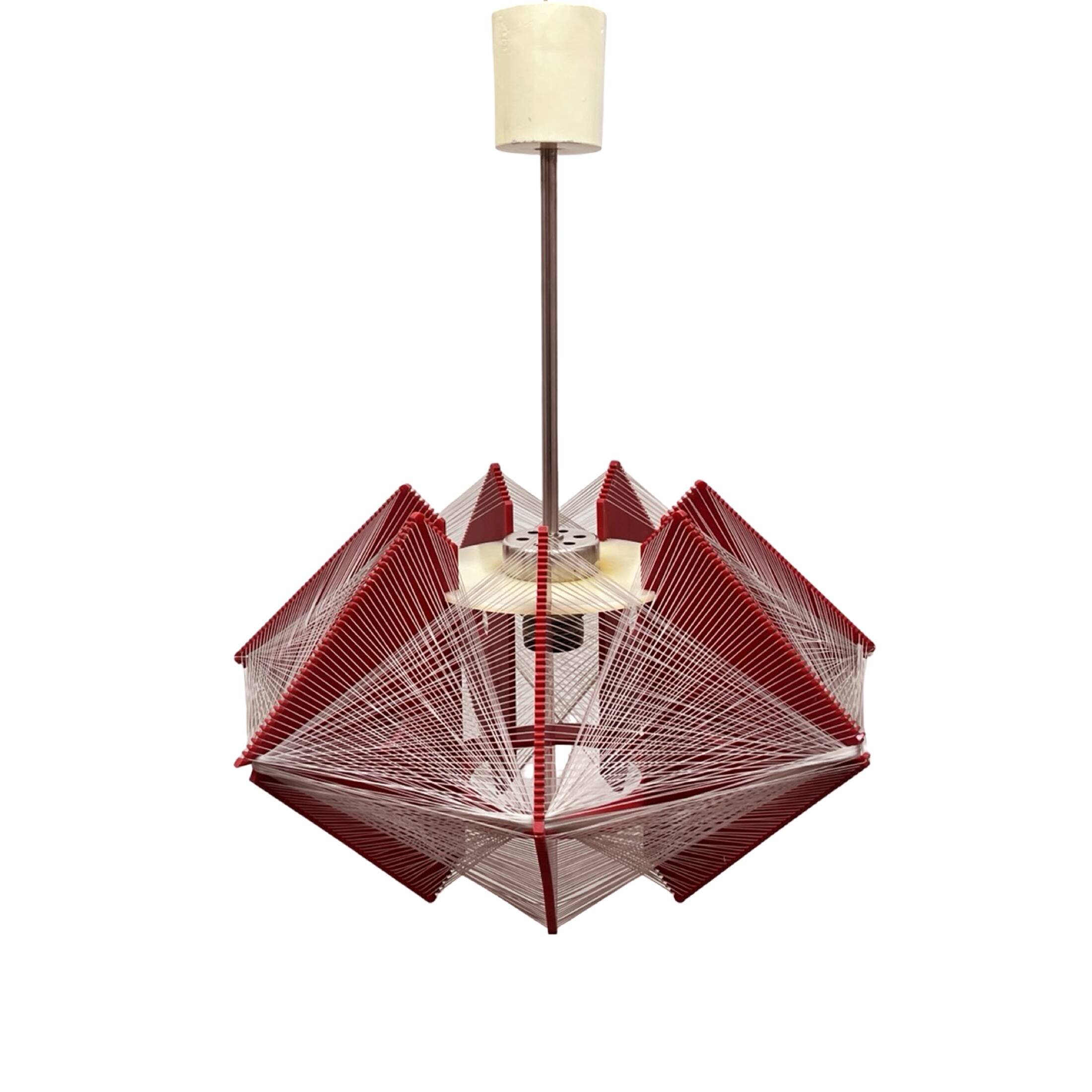 "Rozwój" Kłobuck hanging string lamp, Polish design from the PRL 1970