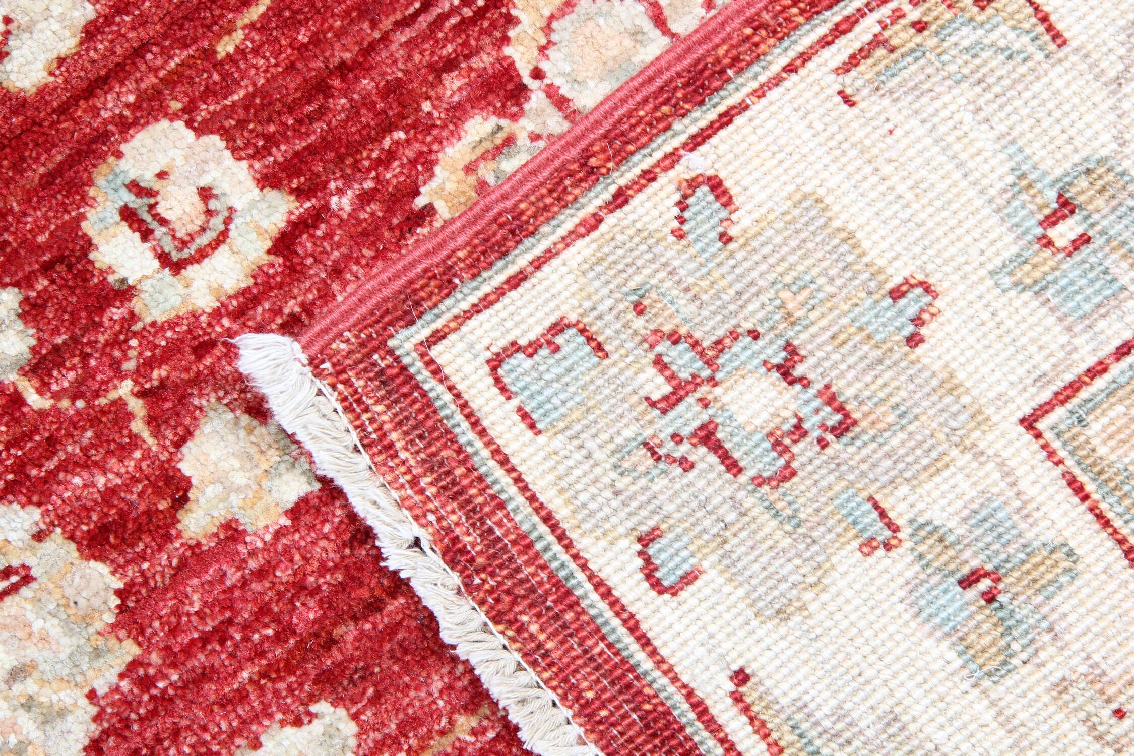 Handmade Wool Red Rug, Floral Oriental Carpet for Living Room 152x100cm