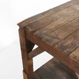French industrial console table in solid wood, 1920s