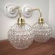 Pair of vintage wall lights in cut glass