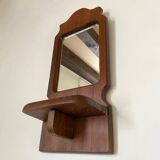 Rectangular wooden mirror with shelf, 1950s