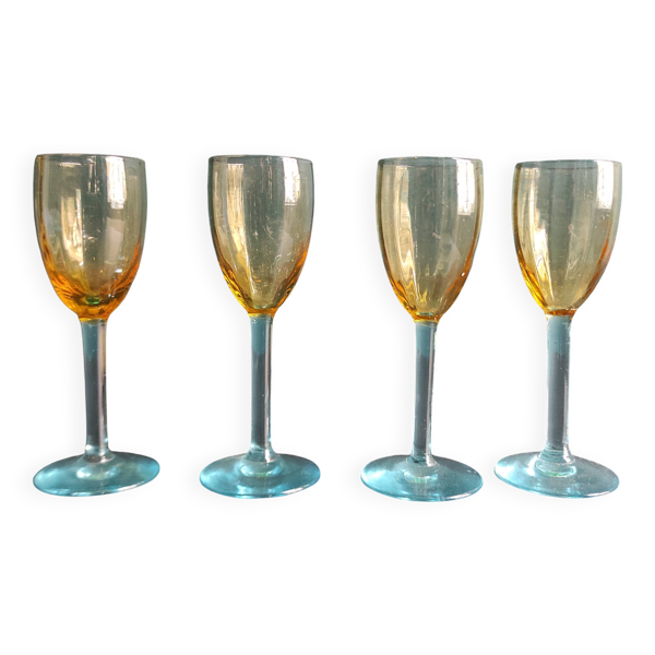 Ensemble de 4 verres à liqueur vintage français