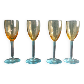 Set of 4 vintage French glasses for liquor