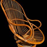 70s rattan and bamboo swivel chair