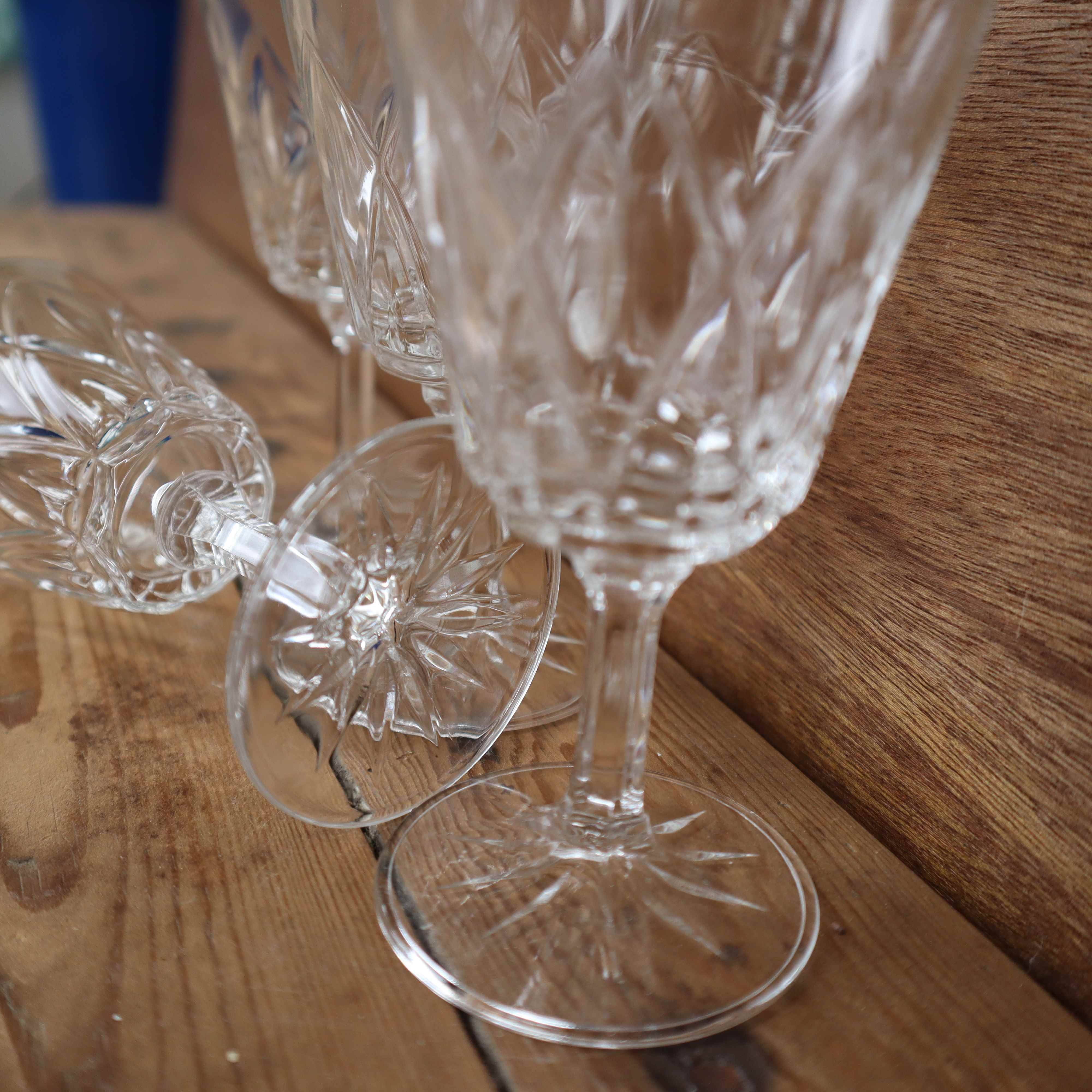 Set of 6 Arlequin white wine glasses in Reims crystal glass 1950