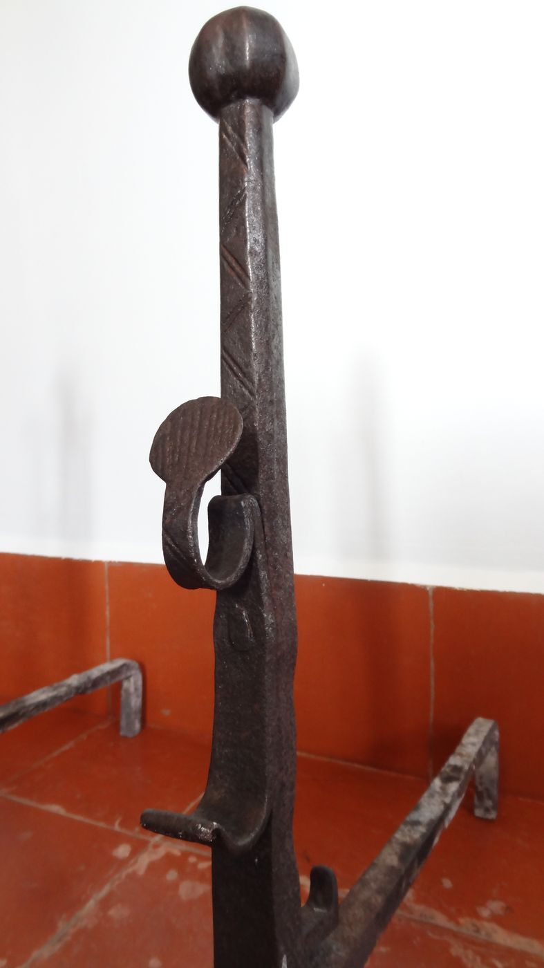 Pair of moors, ancient wrought iron channels from the 17th century