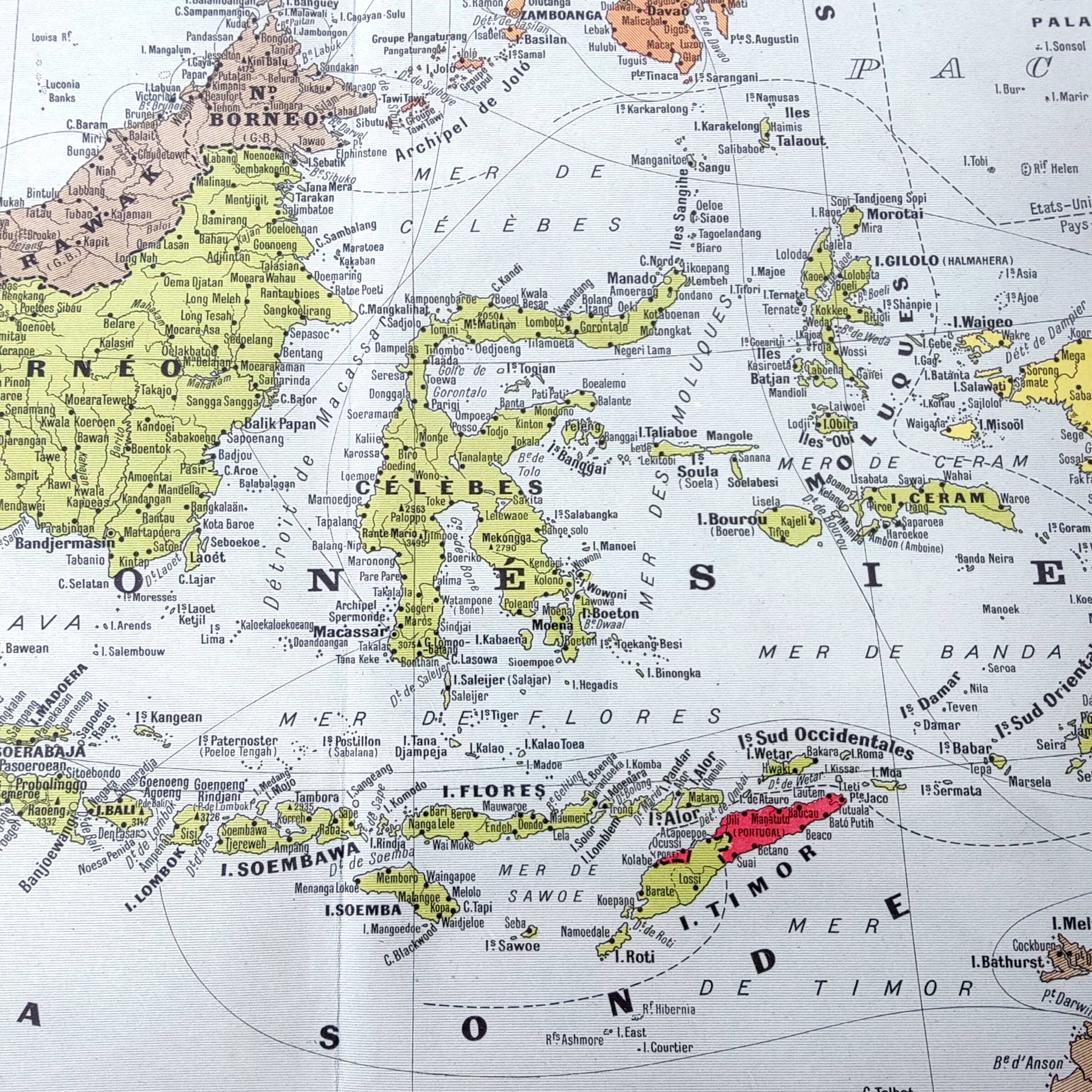 Vintage Map Indonesia Asia Archipelago 38x43cm from 1950