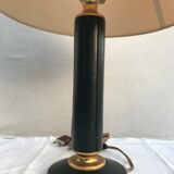 Old green leather column lamp