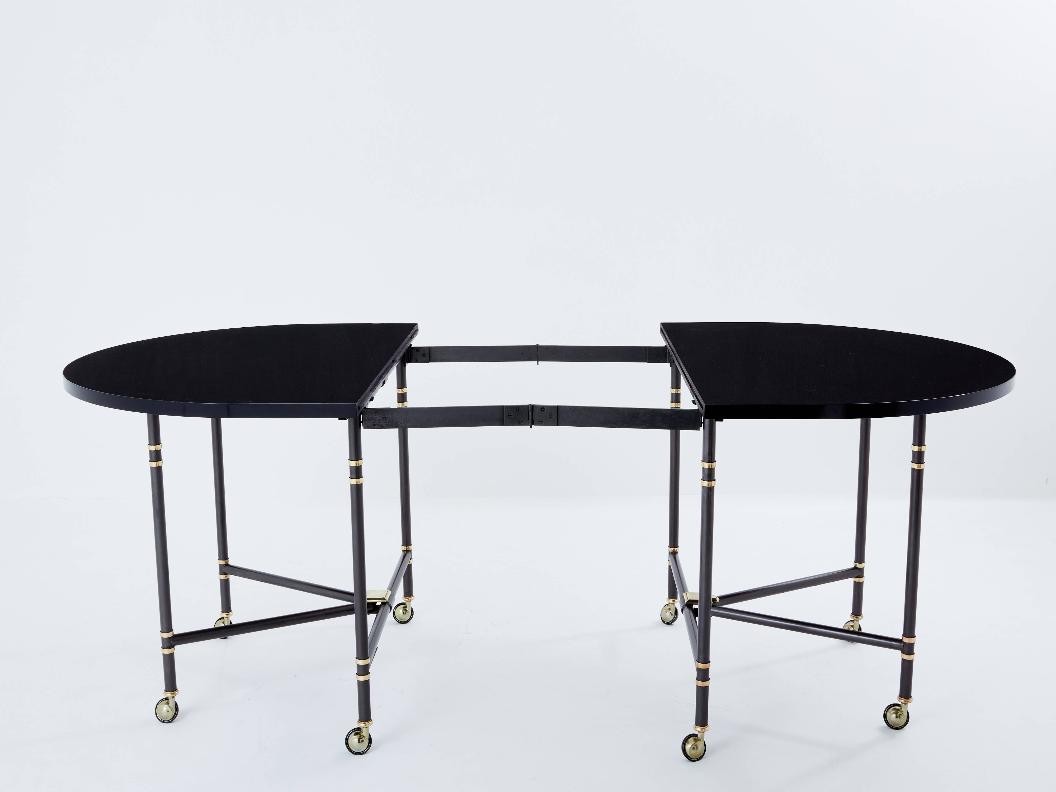 Maison Jansen Royal extendable black lacquer dining table 1960