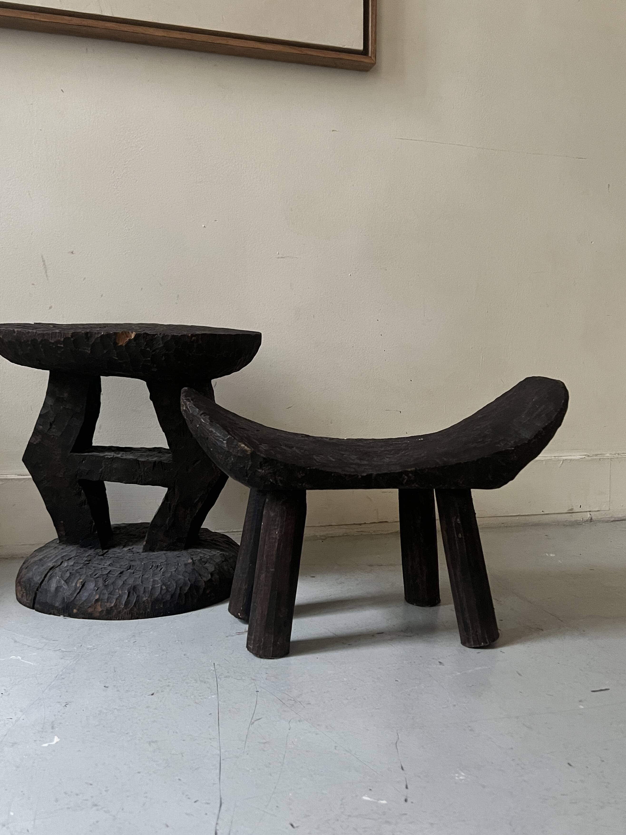 stool / African handcrafted side table in raw wood