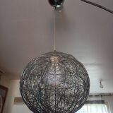 Vintage Twisted Silver Metal Pendant Light
