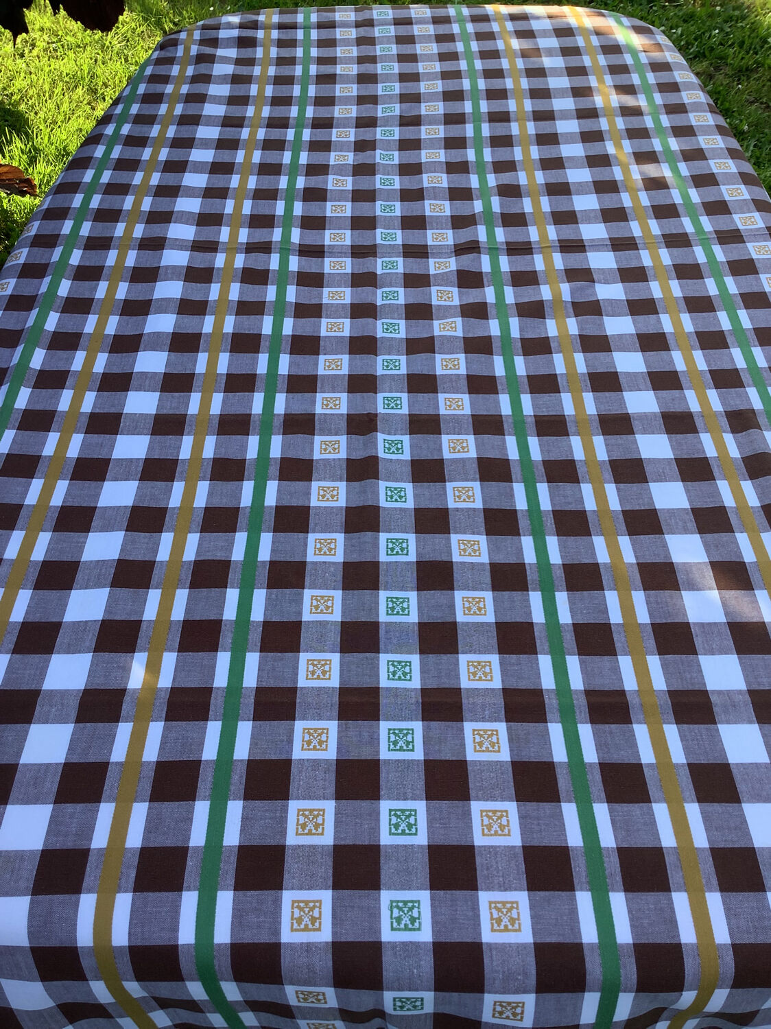 Vintage checkered tablecloth