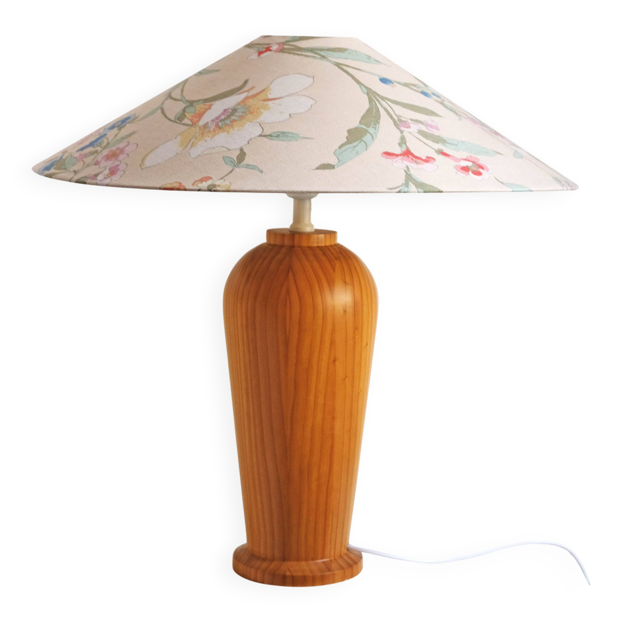 Big Vintage IKEA Table Lamp: Scandinavian Postmodern Design, Solid Wood Bas