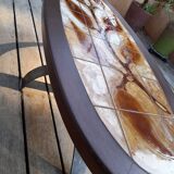 Wood ceramic and metal coffee table by Dan Vallauris 1960