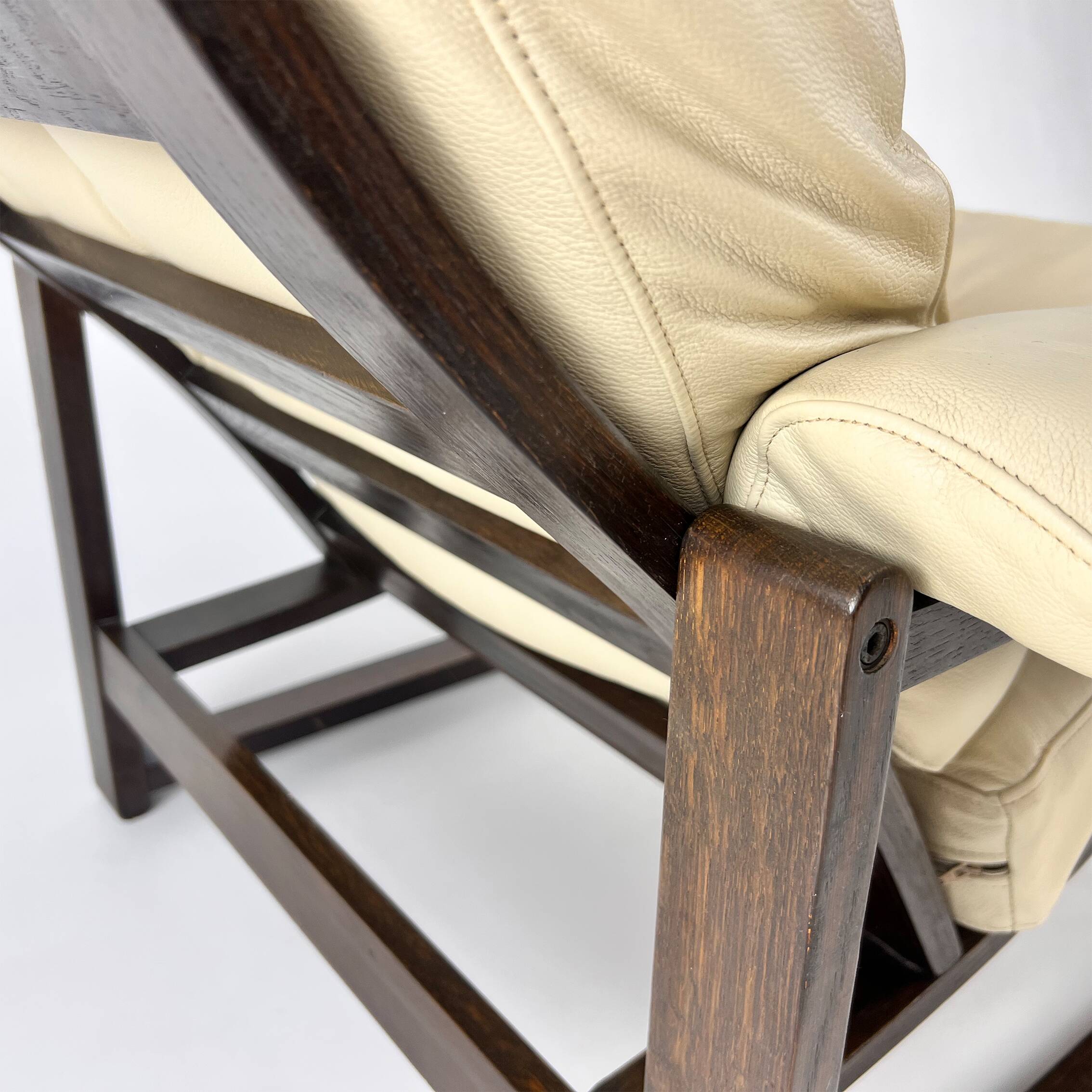 Fauteuil Scandinave en Cuir, Chêne et Bouleau, 1960