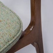 Mid-century apple green wool chair, beech wood, Rajmund Halas, Poland, 1960.