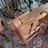 Pair of bamboo-style wooden canned chairs