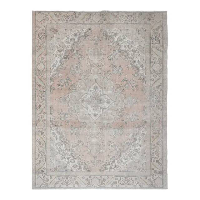 1970s Vintage Persian Handmade Wool Cotton Orange Area Rug 243x314