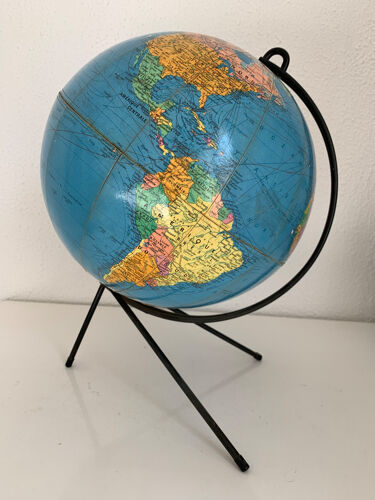 Globe vintage 1960 terrestre mappemonde Girard Barrère - 32 cm