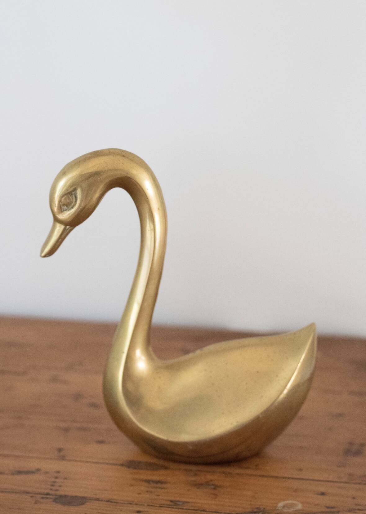 Pair of vintage brass swans