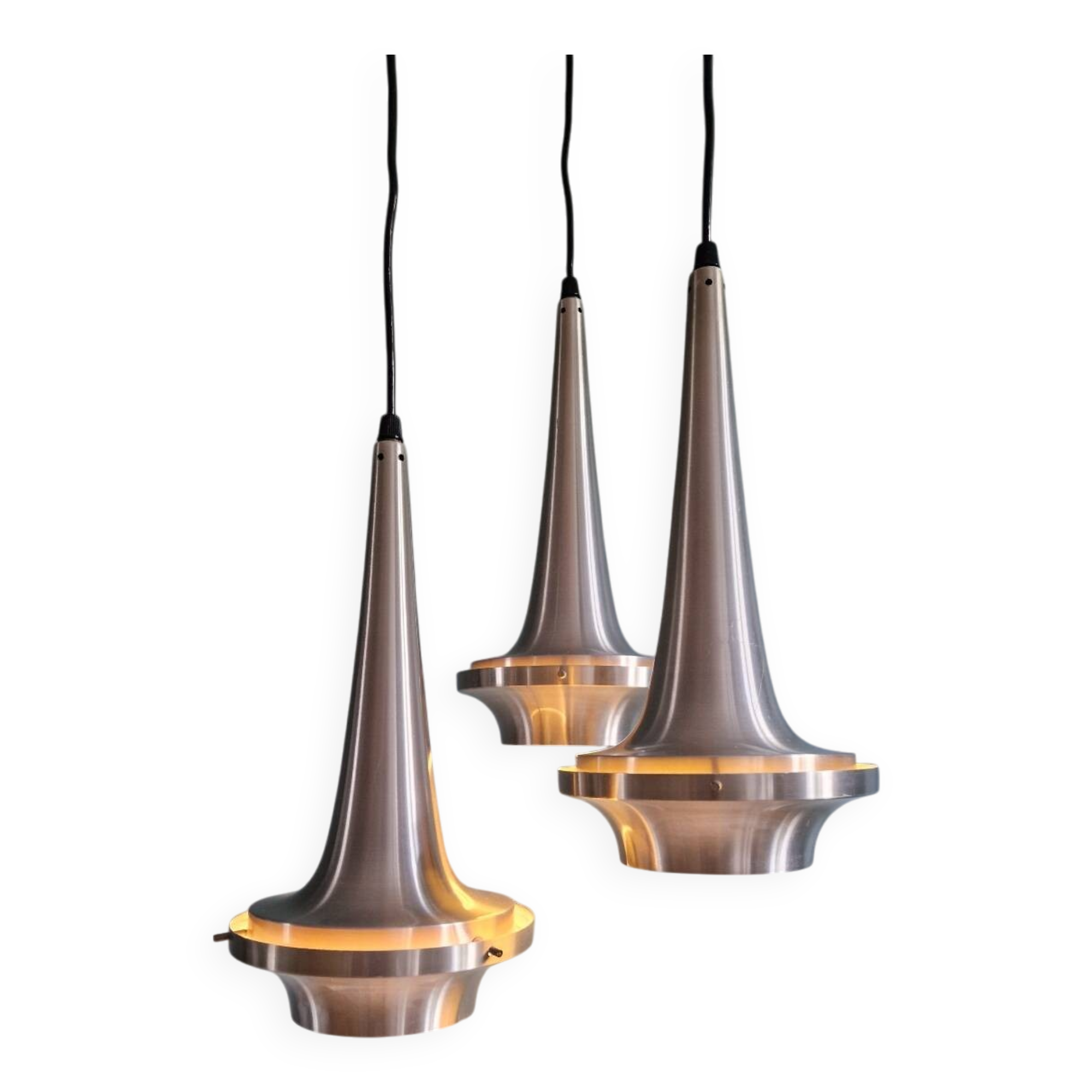 Lustre cascade Space Age en aluminium brossé, années 1960-70