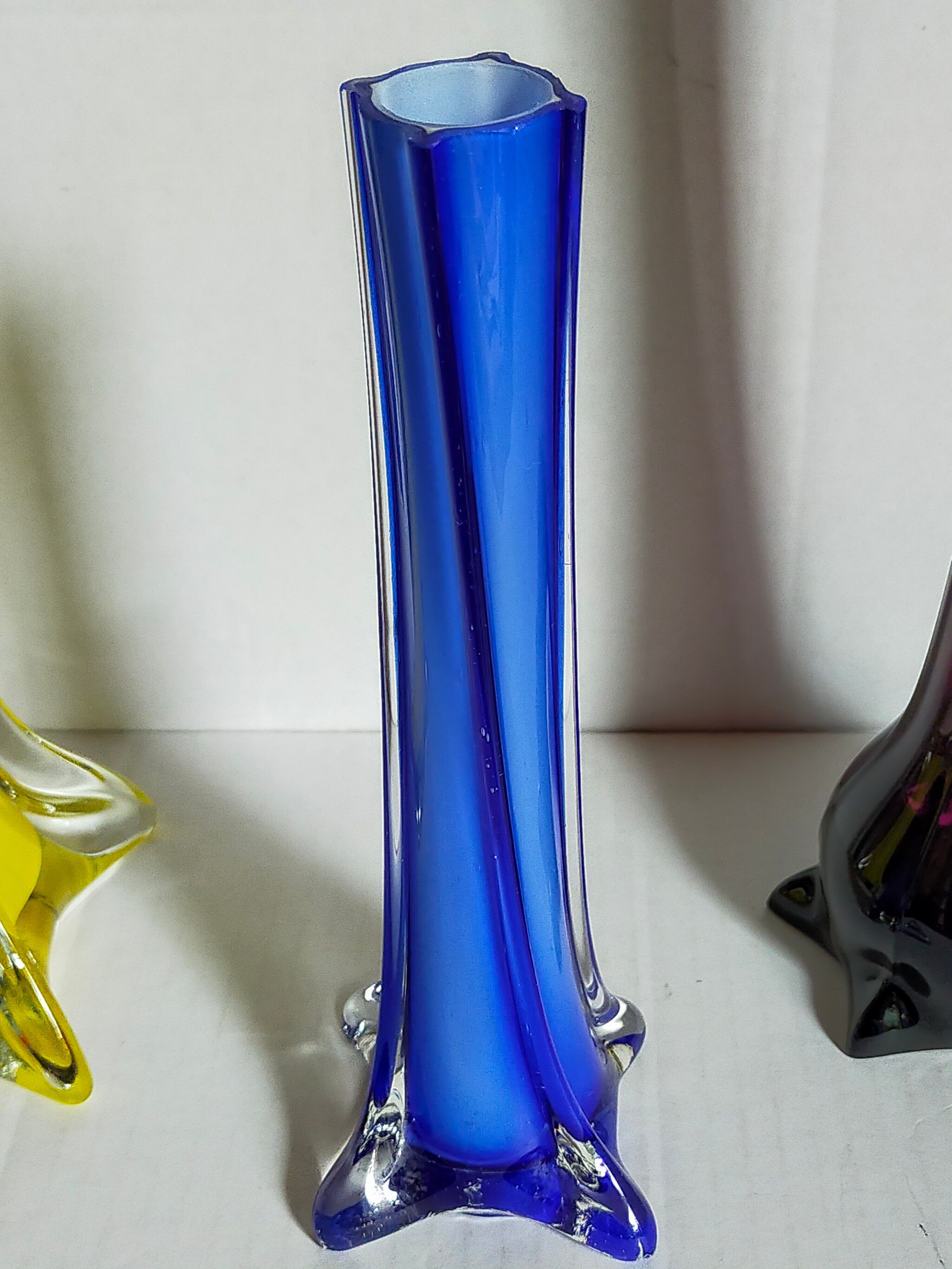 Trio of ancient stretched glass soliflores