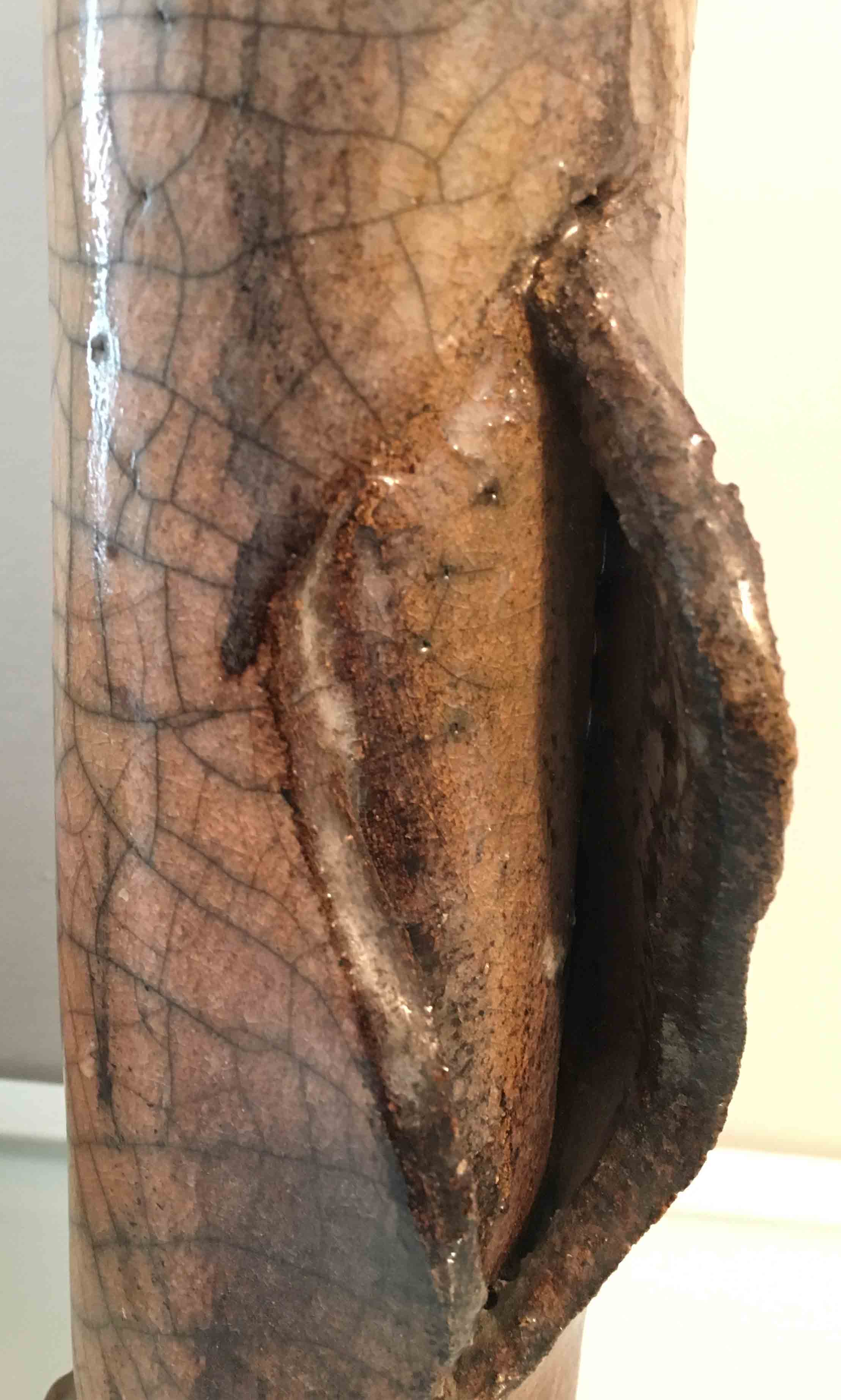 Deux vases céramique émail Raku craquellé
