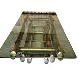 Willy Rizzo table 1970 chrome metal and glass