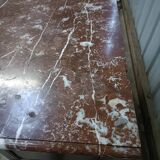 Solid walnut sideboard, Henri II style, Renaissance, with pink and white marble top