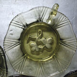Set of 6 Art Deco cups in khaki glass