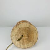 Turned wood lamp and vintage wool lampshade