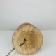 Turned wood lamp and vintage wool lampshade