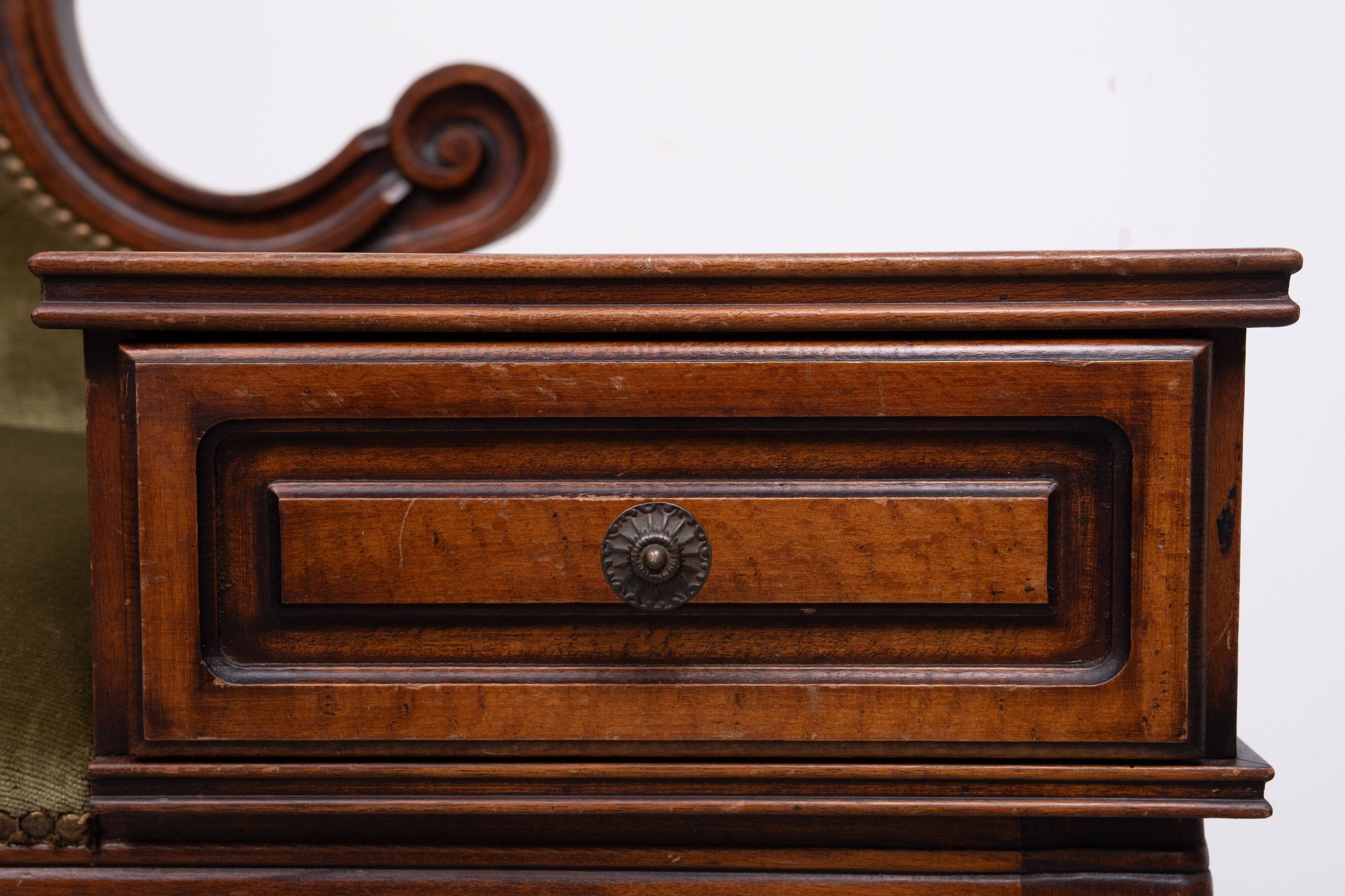 Telephone Sofa Green Velvet Queen Anne style 1960s