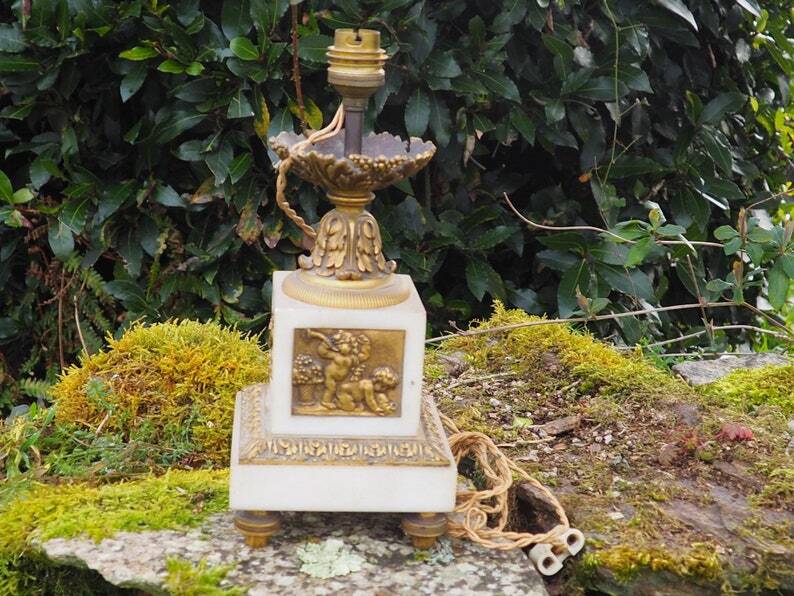 Antique French Marble Bronze Cherub Lamp - Napoleon III Style