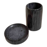 2-piece black marble desk set from the 1970s