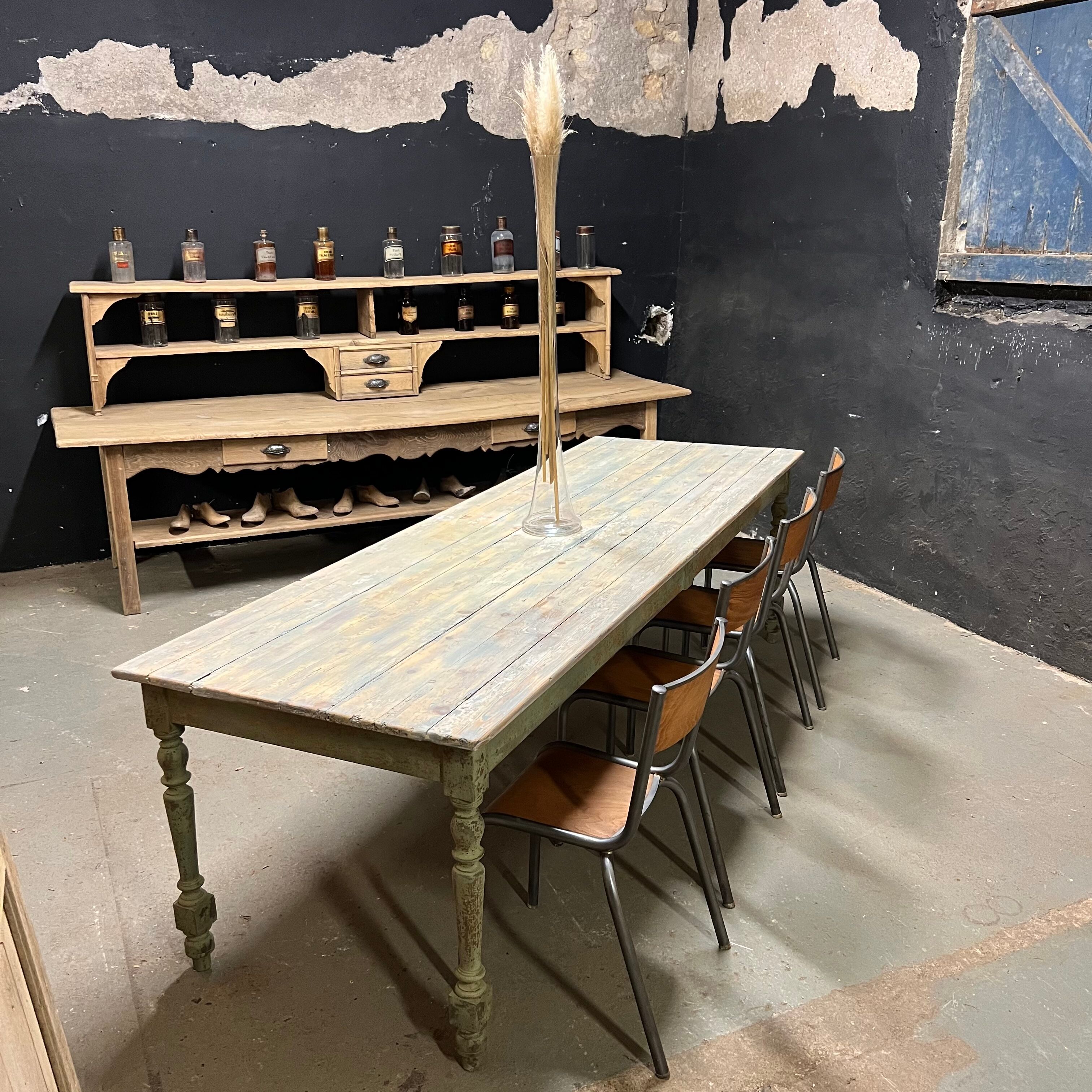 Set of Mulca school chairs patinated graphite.