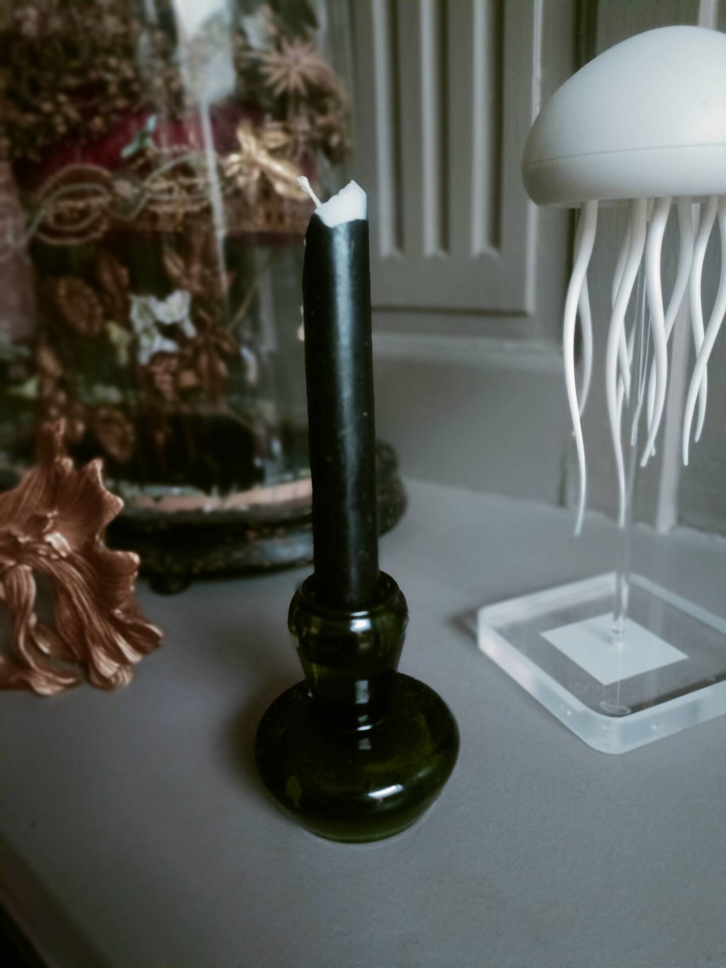 Bottle green glass candle holders