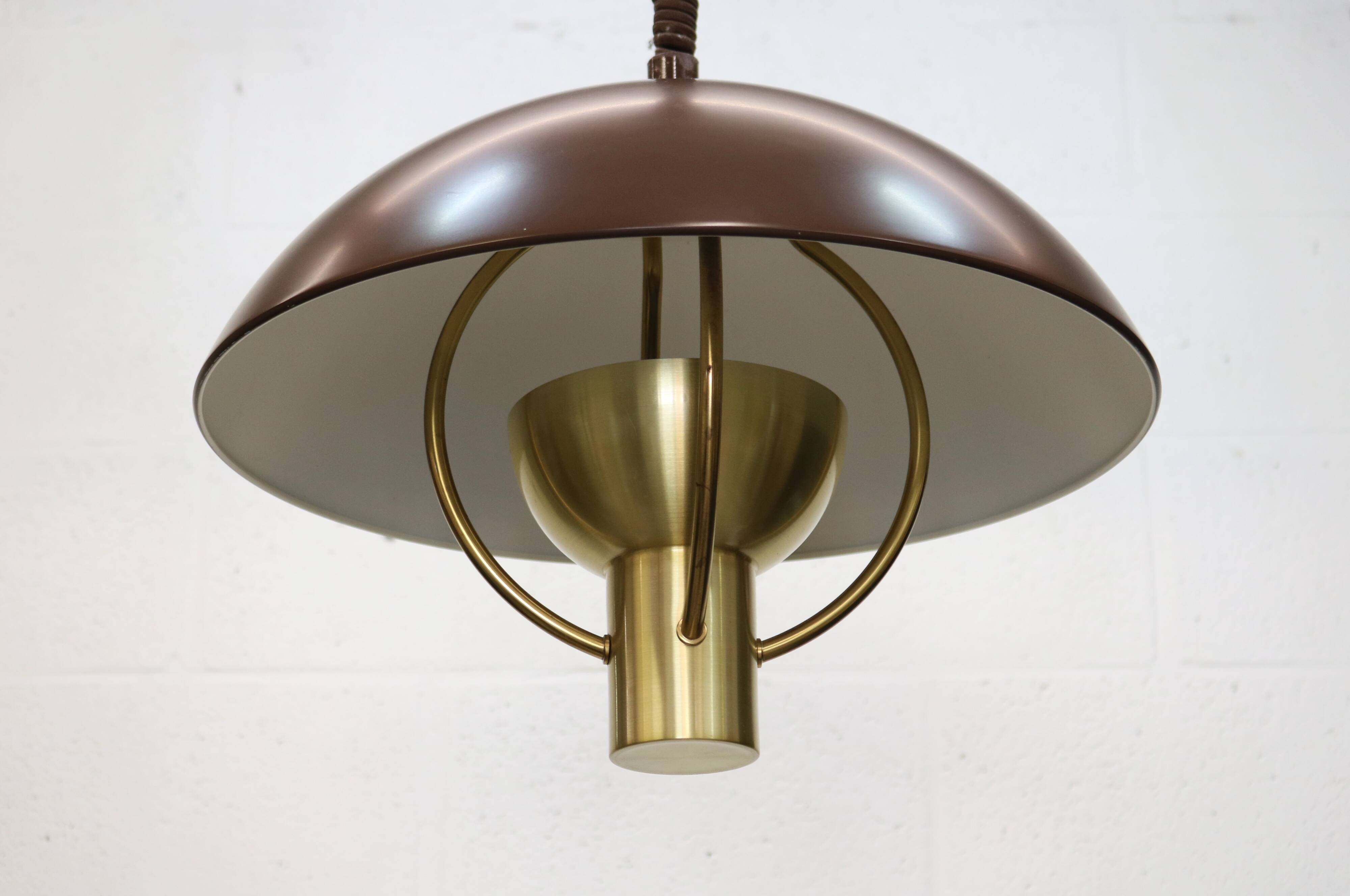 Fog and Morup Mid Century Modern Brass Pendant Lamp, Danish 1960s Brown XL