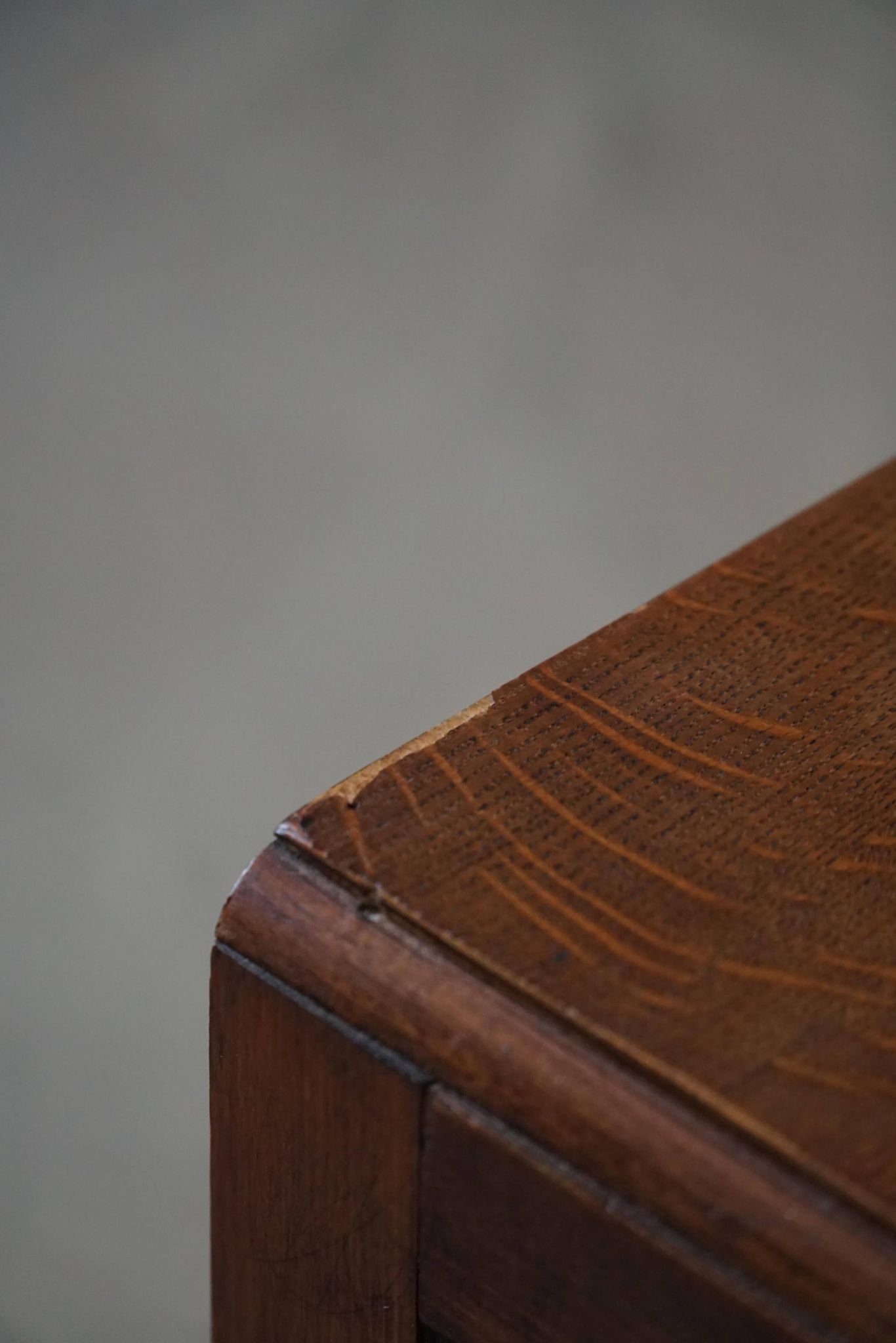 Desk / Chest of drawers in modern Danish oak from the early 20th century with shell handles.