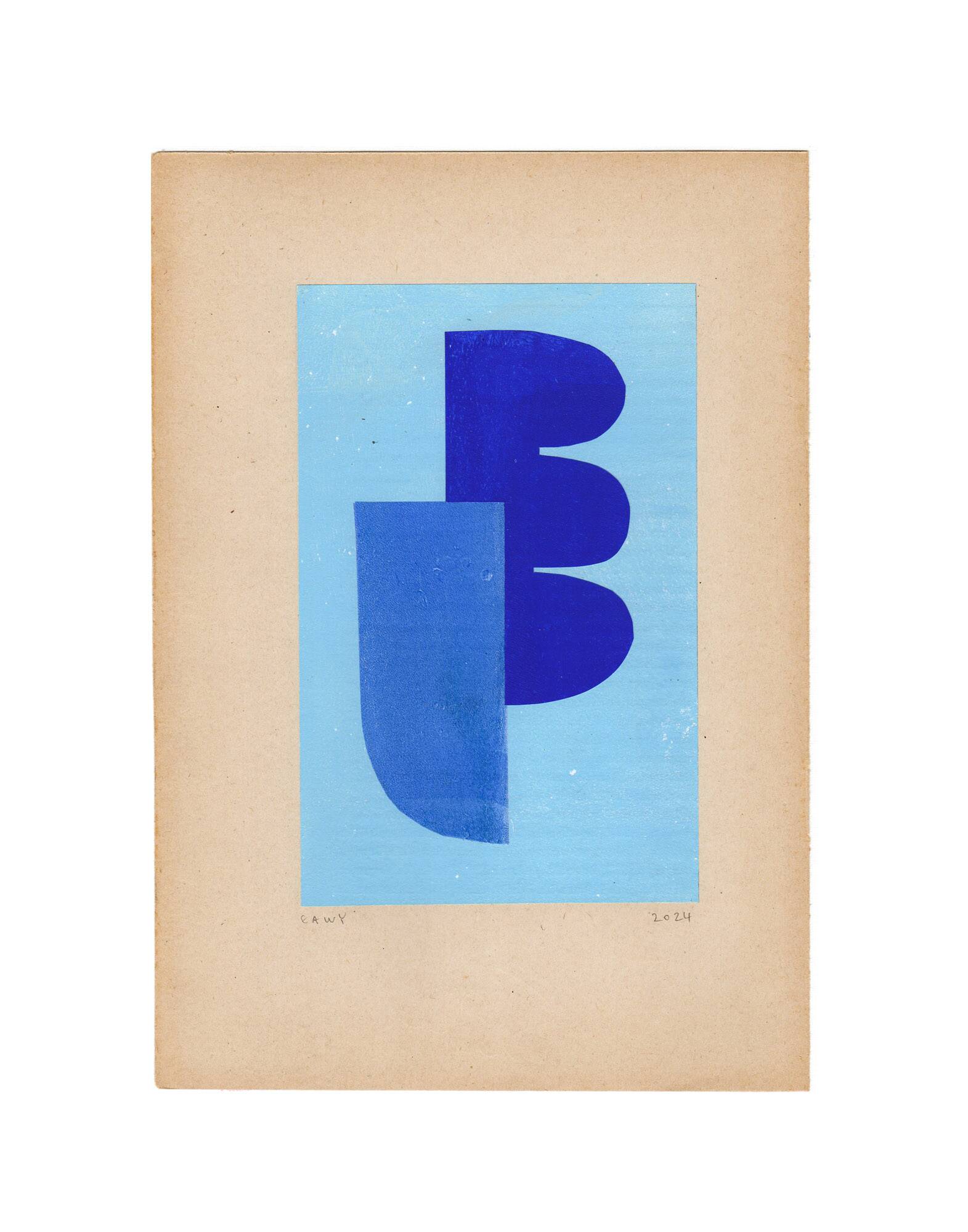 Collage abstrait sur papier ancien - signé Eawy