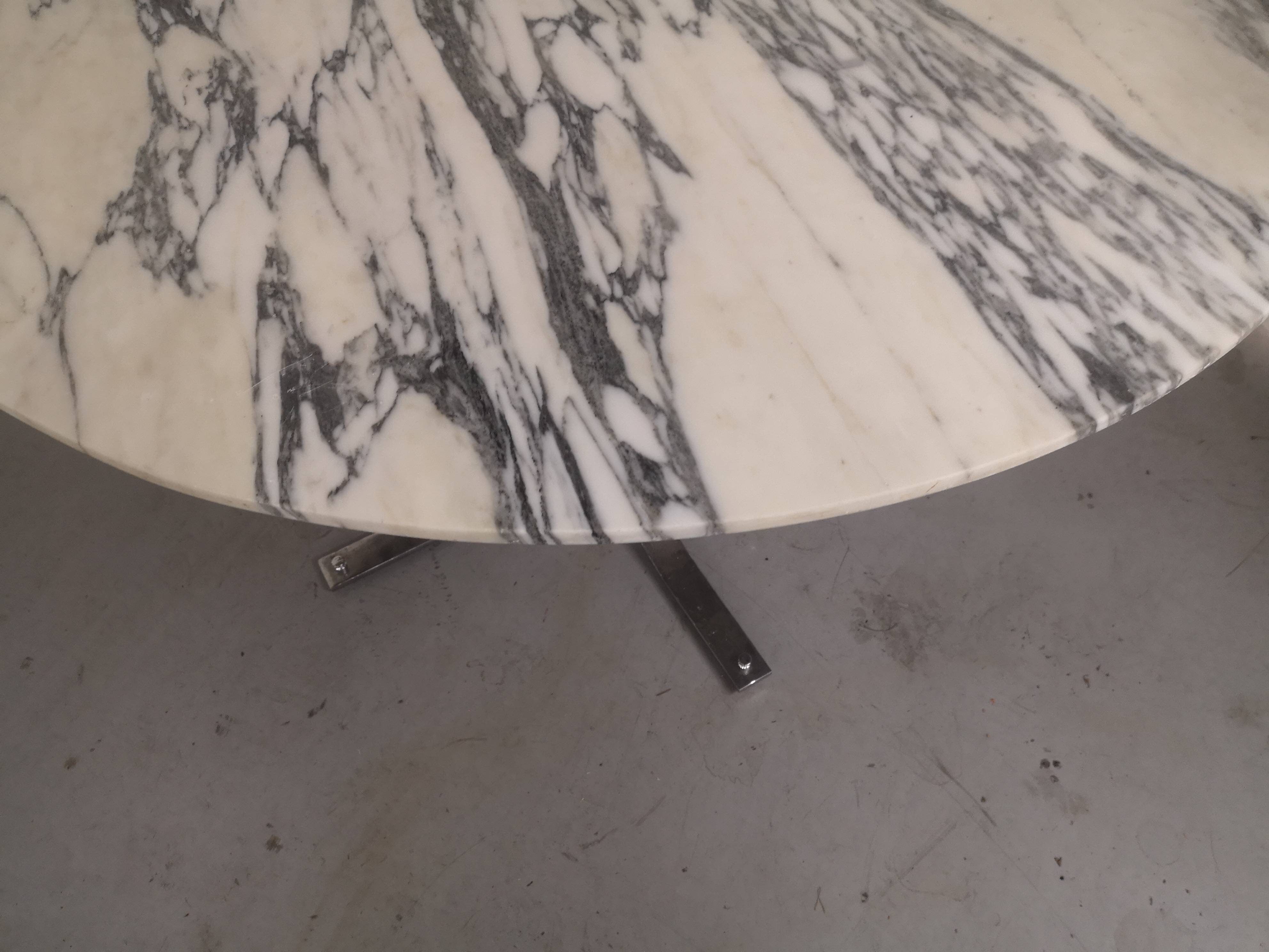 tulip table in marble and chrome metal italy 1970